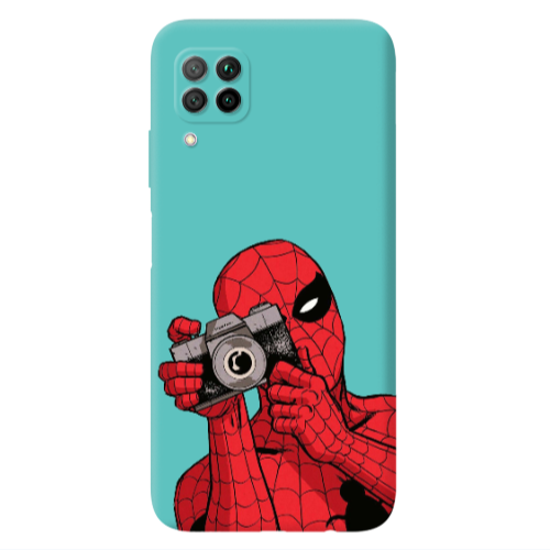 Huawei P40 Lite Spiderman take picture Turquoise Colored Silicone TPU Θήκη