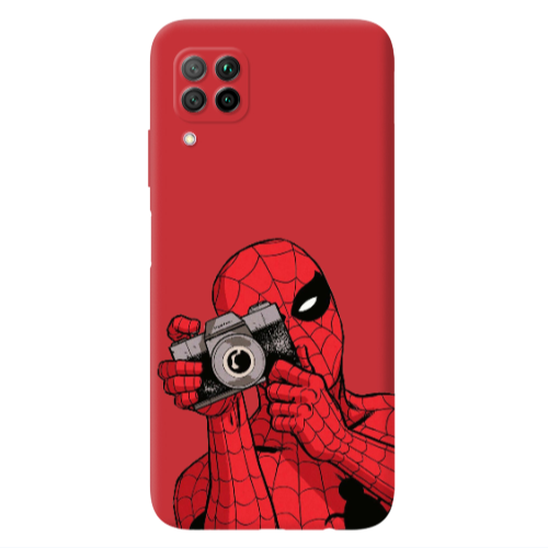 Huawei P40 Lite Spiderman take picture Red Colored Silicone TPU Θήκη