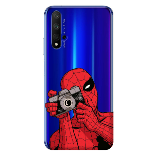 Huawei Nova 5 T Spiderman take picture Transparent Silicone TPU Θήκη