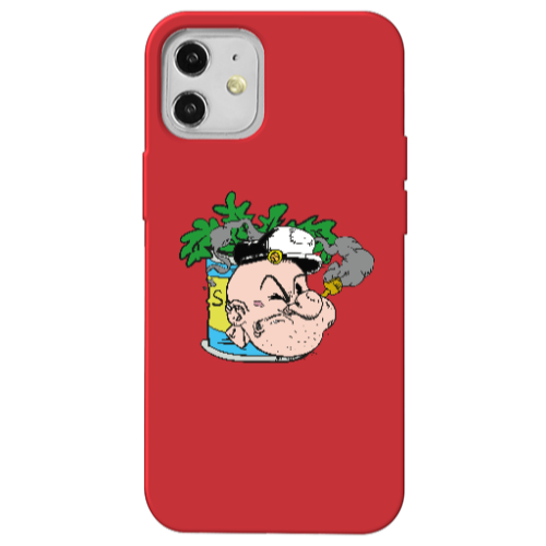 Apple iPhone 12 Popeye Red Colored Silicone TPU Θήκη