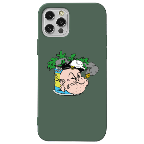Apple iPhone 12 Pro Popeye Dark Green Colored Silicone TPU Θήκη