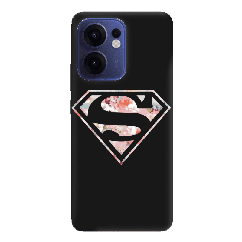 Oppo Reno 13 F Superman logo Black Colored Silicone TPU Θήκη