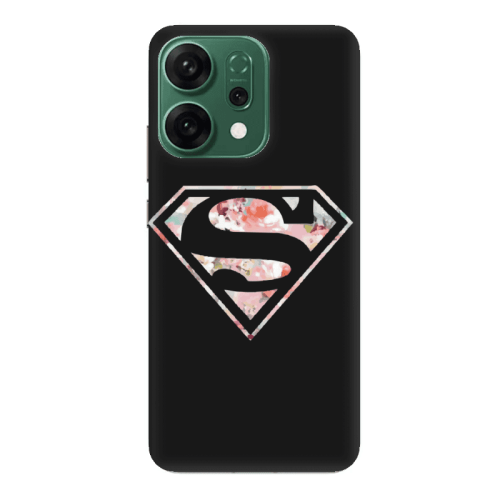 Oppo RENO 14 Superman logo Black Colored Silicone TPU Θήκη