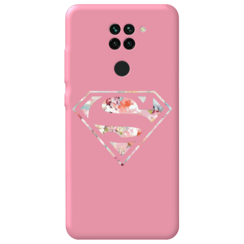 Xiaomi Redmi Note 9 Superman logo Pink Colored Silicone TPU Θήκη