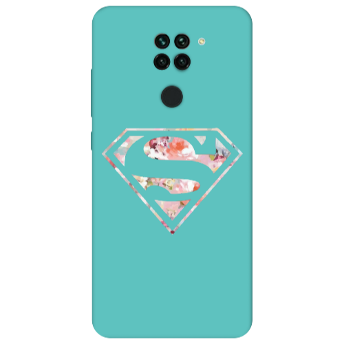 Xiaomi Redmi Note 9 Superman logo Turquoise Colored Silicone TPU Θήκη