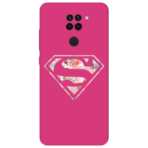 Xiaomi Redmi Note 9 Superman logo Fuchsia Colored Silicone TPU Θήκη