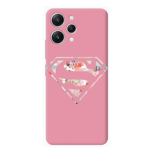 Xiaomi Redmi 12 Superman logo Pink Colored Silicone TPU Θήκη