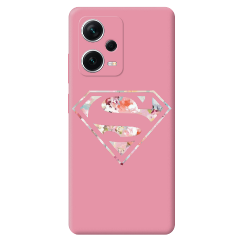 Xiaomi Poco X5 Superman logo Pink Colored Silicone TPU Θήκη