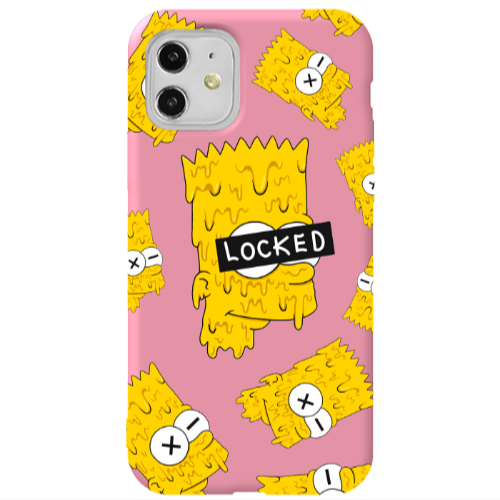 Apple iPhone 11  Bart Simpson Pink Colored Silicone TPU Θήκη