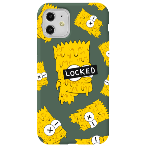 Apple iPhone 11  Bart Simpson Dark Green Colored Silicone TPU Θήκη