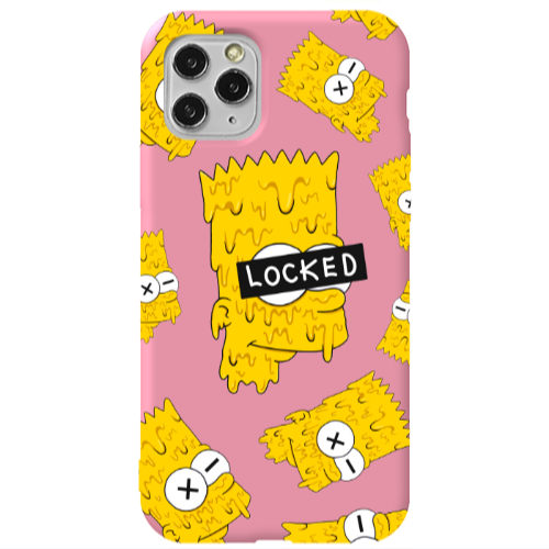 Apple iPhone 11 Pro Bart Simpson Pink Colored Silicone TPU Θήκη