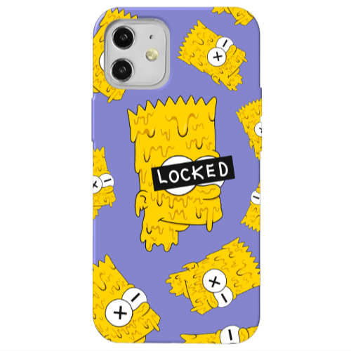 Apple iPhone 12 Bart Simpson Purple Colored Silicone TPU Θήκη