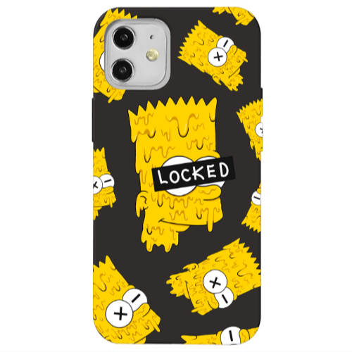 Apple iPhone 12 Bart Simpson Black Colored Silicone TPU Θήκη
