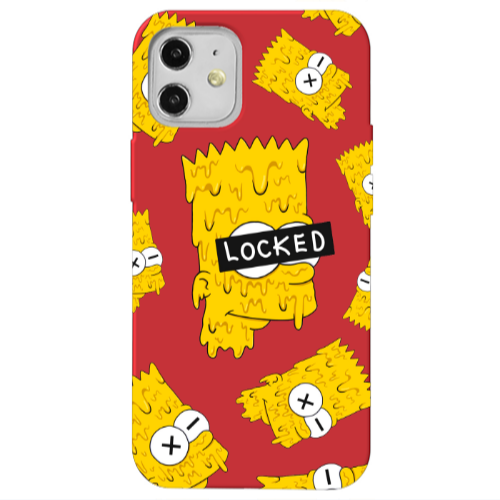 Apple iPhone 12 Bart Simpson Red Colored Silicone TPU Θήκη