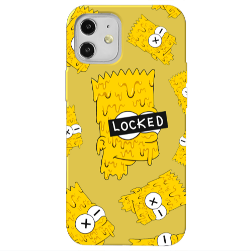 Apple iPhone 12 Bart Simpson Yellow Colored Silicone TPU Θήκη