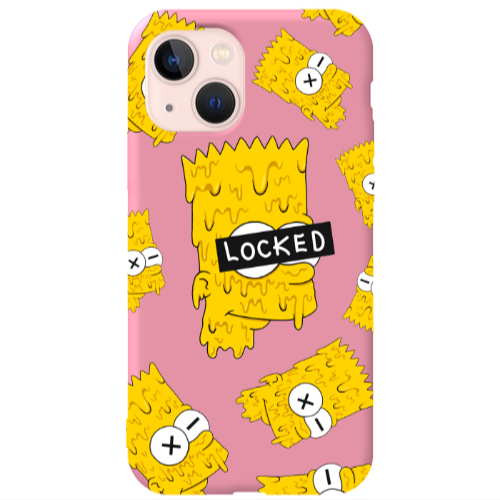Apple iPhone 13 Bart Simpson Pink Colored Silicone TPU Θήκη