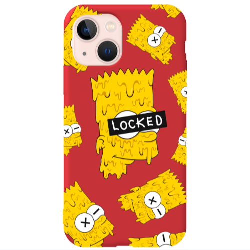 Apple iPhone 13 Bart Simpson Red Colored Silicone TPU Θήκη