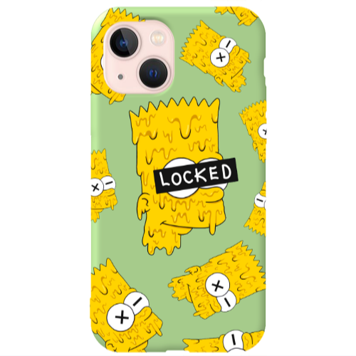 Apple iPhone 13 Bart Simpson Light Green Colored Silicone TPU Θήκη