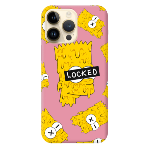 Apple iPhone 13 Pro Max Bart Simpson Pink Colored Silicone TPU Θήκη