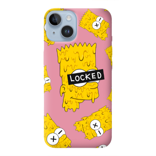 Apple iPhone 14  Bart Simpson Pink Colored Silicone TPU Θήκη