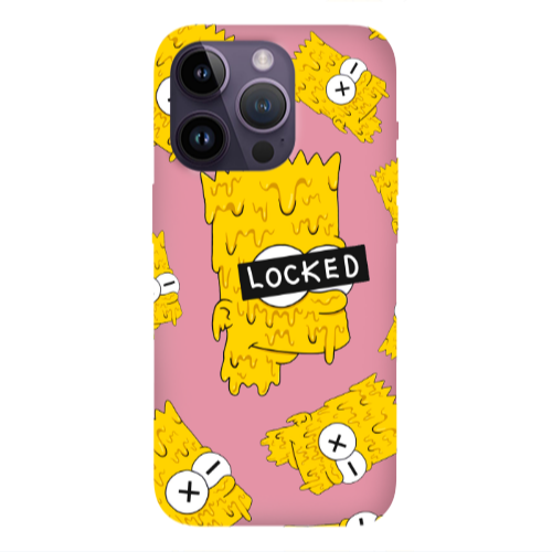 Apple iPhone 14 Pro  Bart Simpson Pink Colored Silicone TPU Θήκη