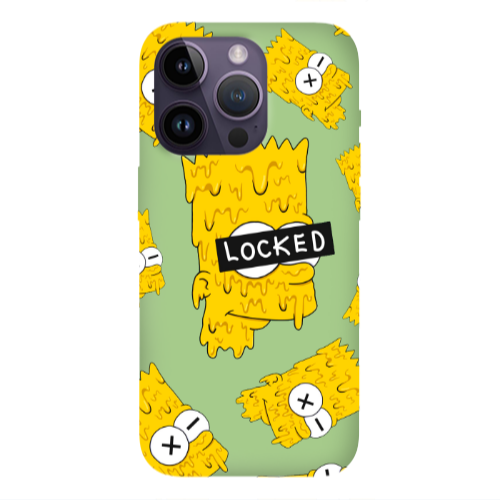 Apple iPhone 14 Pro Max Bart Simpson Light Green Colored Silicone TPU Θήκη