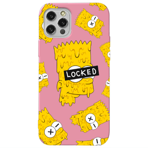 Apple iPhone 13 Pro Bart Simpson Pink Colored Silicone TPU Θήκη