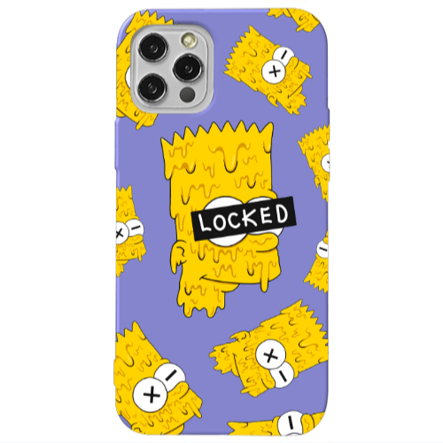 Apple iPhone 12 Pro Bart Simpson Purple Colored Silicone TPU Θήκη