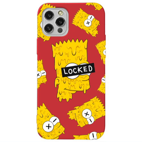Apple iPhone 12 Pro Bart Simpson Red Colored Silicone TPU Θήκη