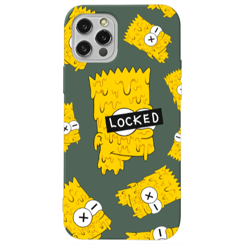Apple iPhone 12 Pro Bart Simpson Dark Green Colored Silicone TPU Θήκη