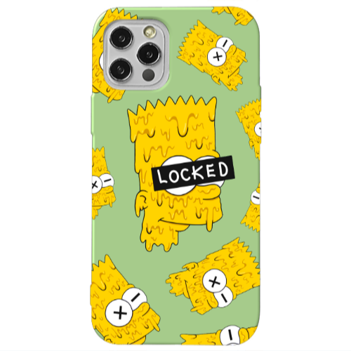 Apple iPhone 12 Pro Bart Simpson Light Green Colored Silicone TPU Θήκη