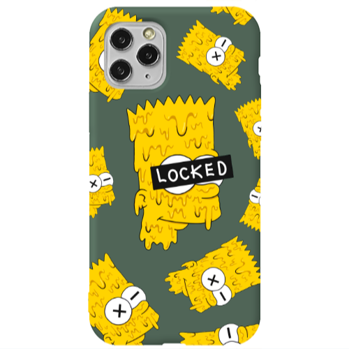 Apple iPhone 11 Pro Max Bart Simpson Dark Green Colored Silicone TPU Θήκη