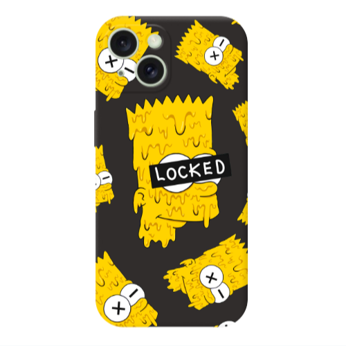 Apple iPhone 15 Bart Simpson Black Colored Silicone TPU Θήκη