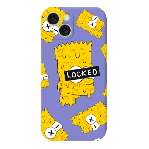 Apple iPhone 15 Plus Bart Simpson Purple Colored Silicone TPU Θήκη