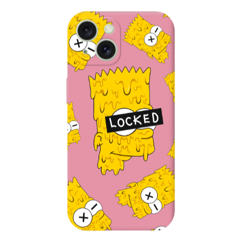 Apple iPhone 15 Plus Bart Simpson Pink Colored Silicone TPU Θήκη