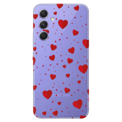 Samsung A56 Dot hearts Transparent Silicone TPU Θήκη