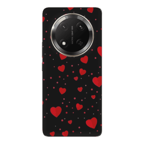 Honor Magic 7 Lite Dot hearts Black Colored Silicone TPU Θήκη