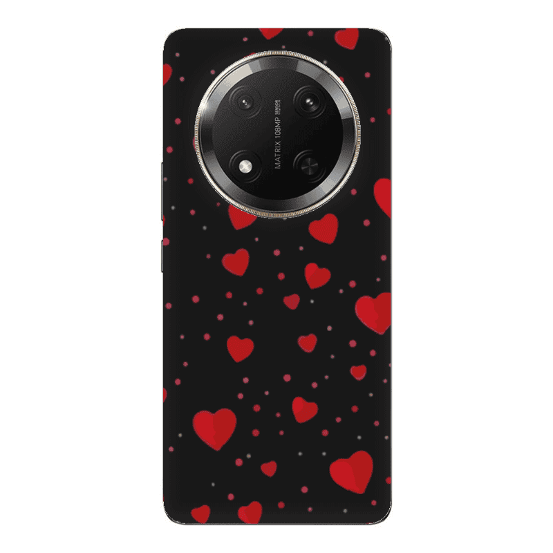 Honor Magic 7 Lite Dot hearts Black Colored Silicone TPU Θήκη