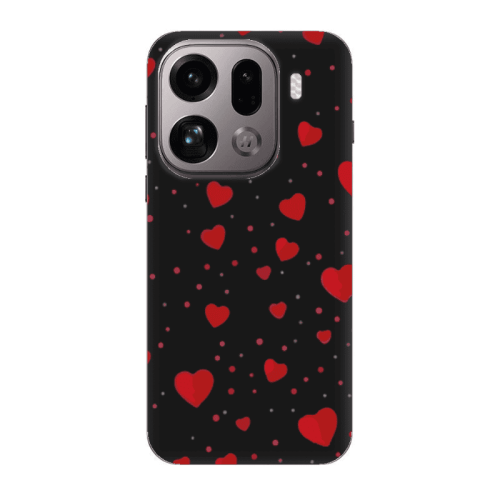 Oppo Find X9 Pro Dot hearts Black Colored Silicone TPU Θήκη