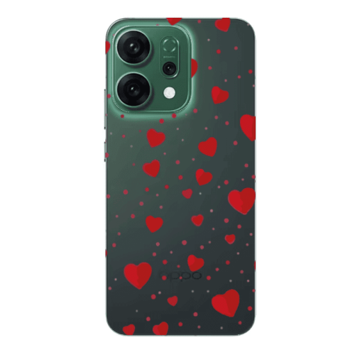 Oppo RENO 14 Dot hearts Transparent Silicone TPU Θήκη