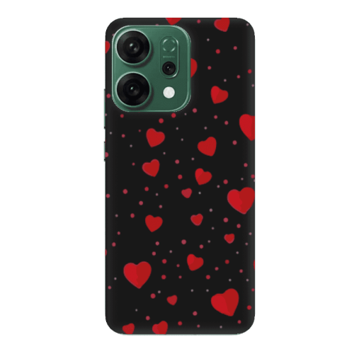 Oppo RENO 14 Dot hearts Black Colored Silicone TPU Θήκη