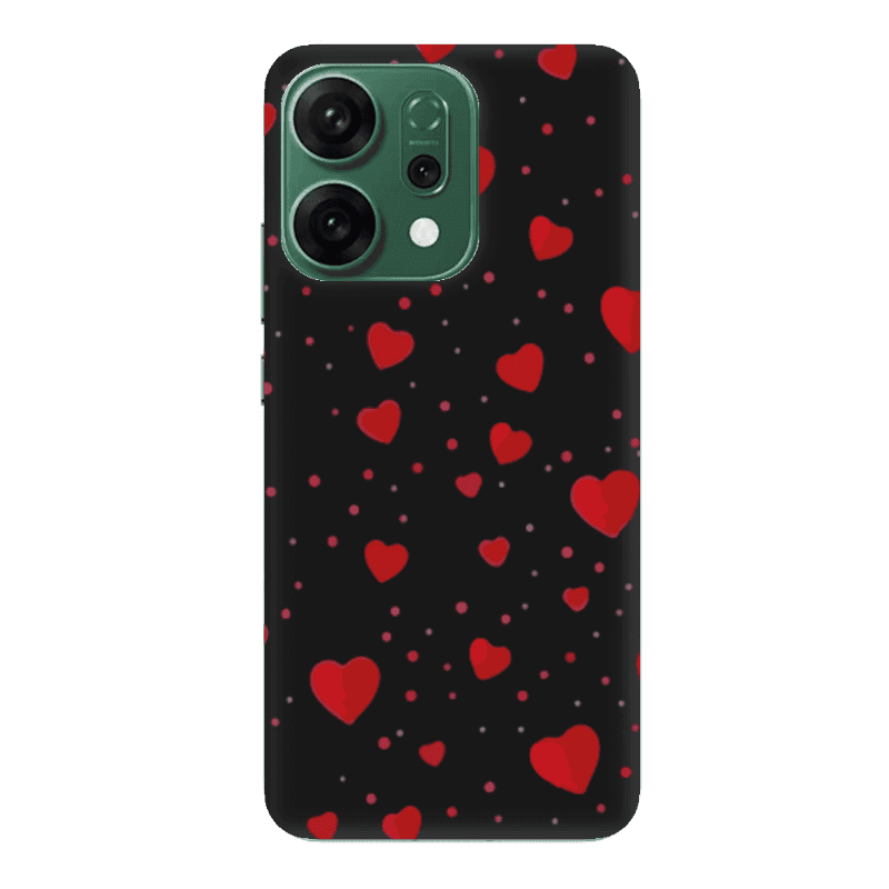 Oppo RENO 14 Dot hearts Black Colored Silicone TPU Θήκη