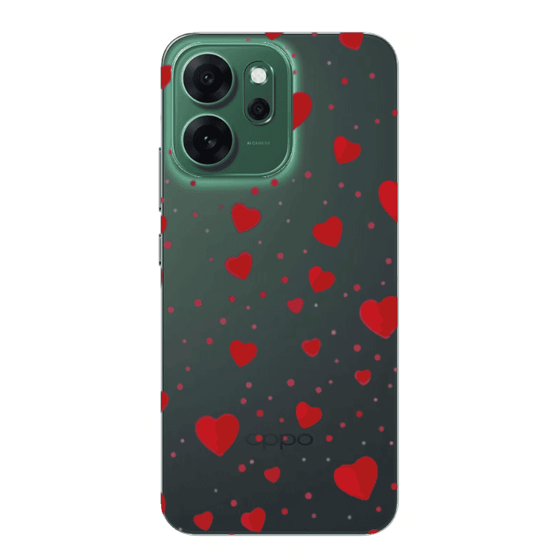 Oppo 14 F Dot hearts Transparent Silicone TPU Θήκη