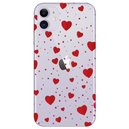 Apple iPhone 11  Dot hearts Transparent Silicone TPU Θήκη