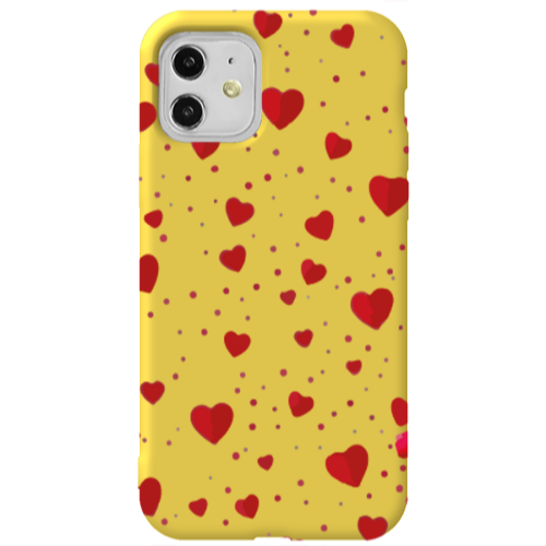 Apple iPhone 11  Dot hearts Yellow Colored Silicone TPU Θήκη