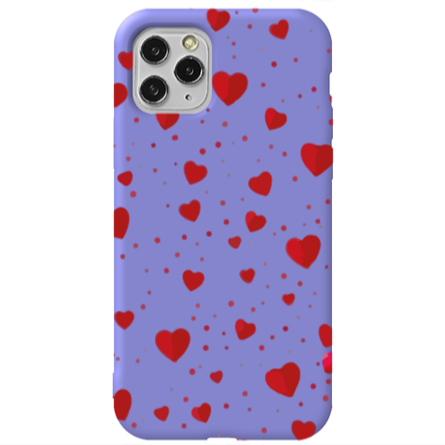 Apple iPhone 11 Pro Dot hearts Purple Colored Silicone TPU Θήκη