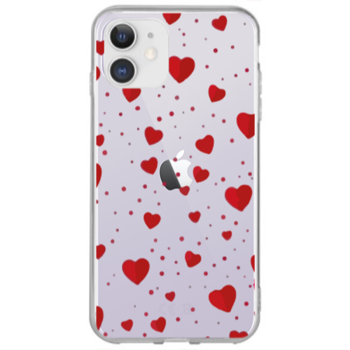Apple iPhone 12 Dot hearts Transparent Silicone TPU Θήκη