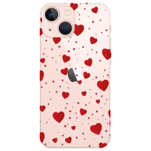Apple iPhone 13 Dot hearts Transparent Silicone TPU Θήκη