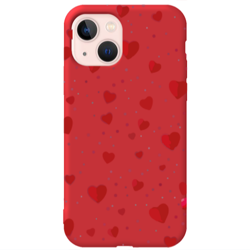Apple iPhone 13 Dot hearts Red Colored Silicone TPU Θήκη