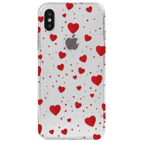 Apple iPhone X Dot hearts Transparent Silicone TPU Θήκη
